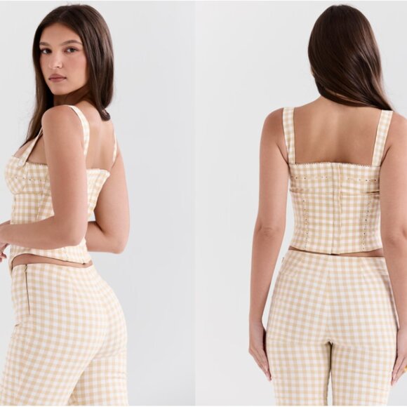 House of CB 'Lottie' & 'Carella' Gingerbread Gingham Capri Set NWT - Picture 4 of 9